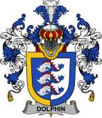 Irish Family Coat of Arms (v.25b) Dolphin or Dolphyn