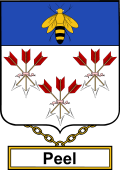 English Coat of Arms Shield Badge for Peel or Peele