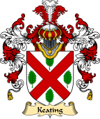 Irish Family Coat of Arms (v.25a) Keating or O'Keaty